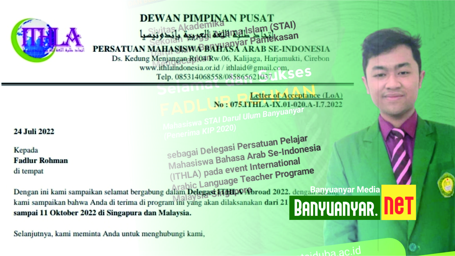 Mahasiswa STAI DUBA, Penerima KIP, Berhasil Lolos Seleksi ke Event Internasional